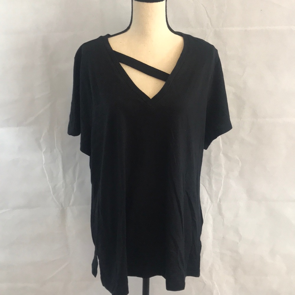 NEW INC Black  Short Sleeve Blouse Size 2X